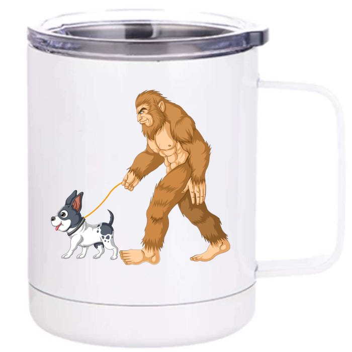 Bigfoot Walk French Bulldog Front & Back 12oz Stainless Steel Tumbler Cup