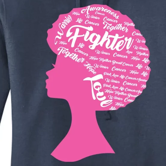 Black Woman Fighter Support Breast Cancer Women's Pullover Hoodie