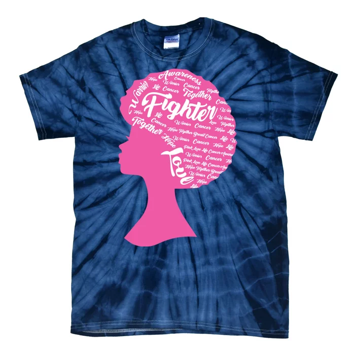 Black Woman Fighter Support Breast Cancer Tie-Dye T-Shirt