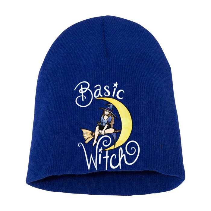 Basic Witch Funny Moon Witch Gift Short Acrylic Beanie