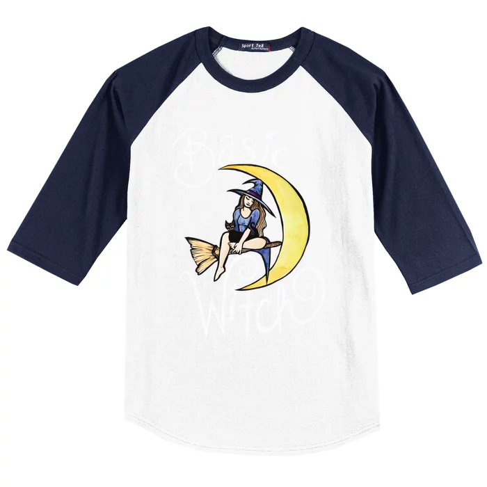 Basic Witch Funny Moon Witch Gift Baseball Sleeve Shirt