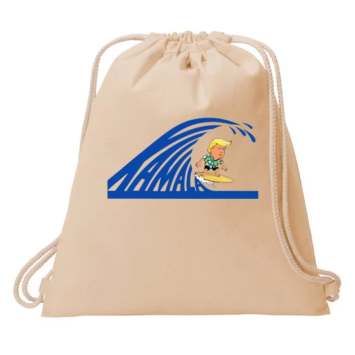 Blue Wave For Kamala Harris Trump Funny Donald Surfboard Drawstring Bag