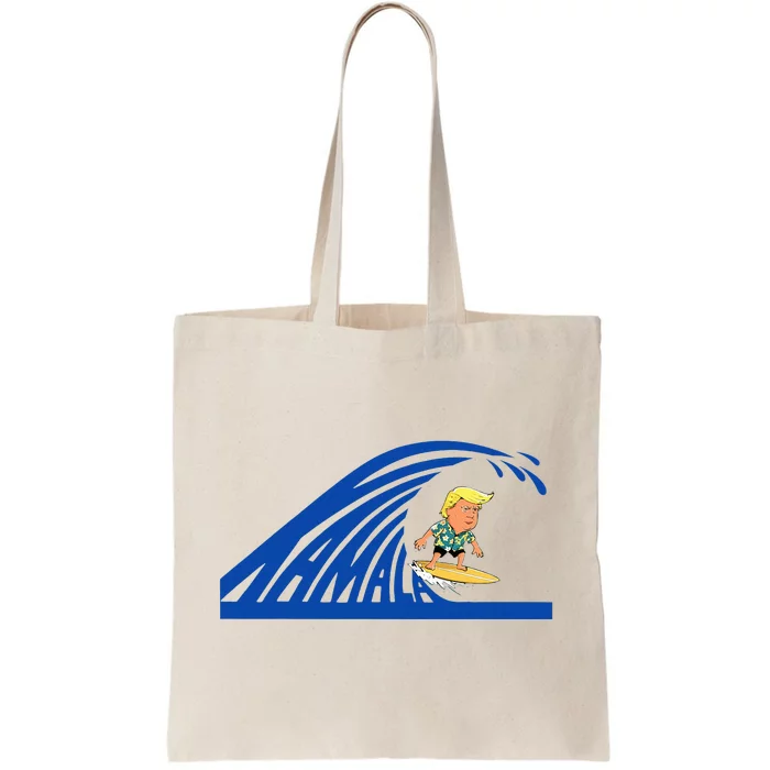 Blue Wave For Kamala Harris Trump Funny Donald Surfboard Tote Bag