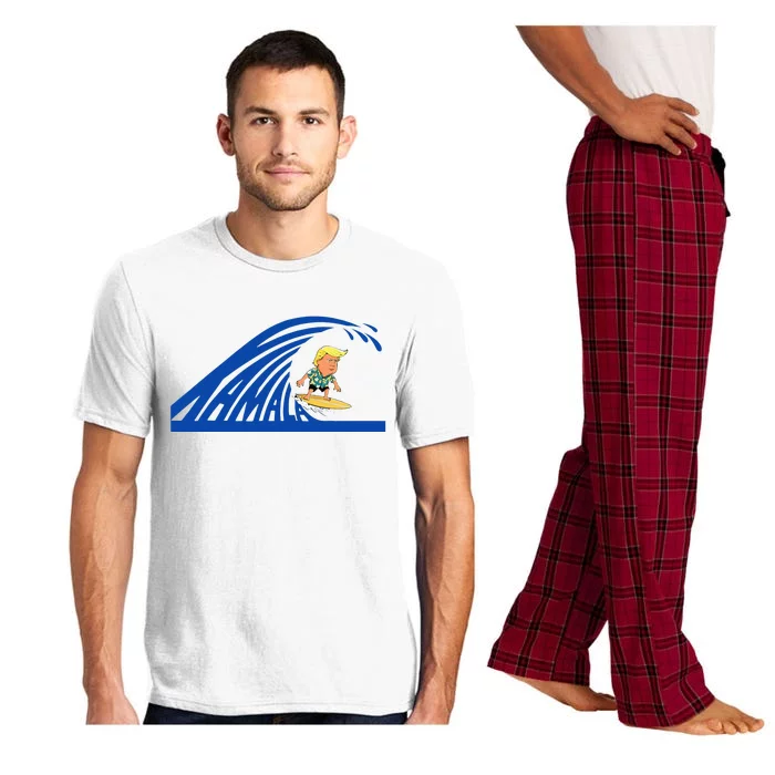 Blue Wave For Kamala Harris Trump Funny Donald Surfboard Pajama Set