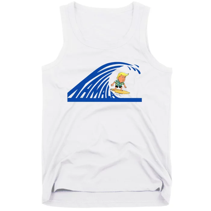 Blue Wave For Kamala Harris Trump Funny Donald Surfboard Tank Top