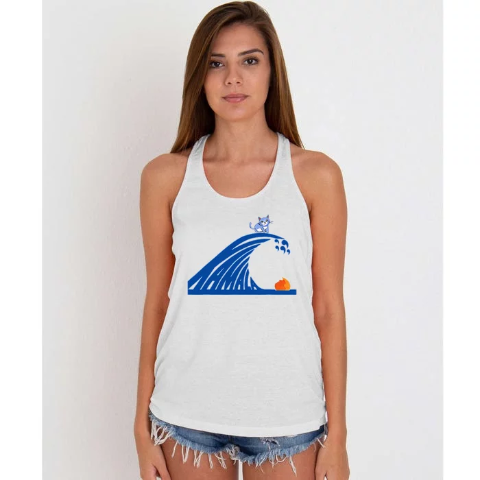 Blue Wave For Kamala Harris Trump Funny Sarcastic Women's Knotted Racerback Tank