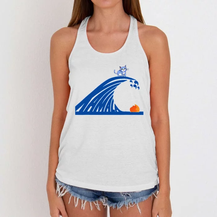 Blue Wave For Kamala Harris Trump Funny Sarcastic Women's Knotted Racerback Tank