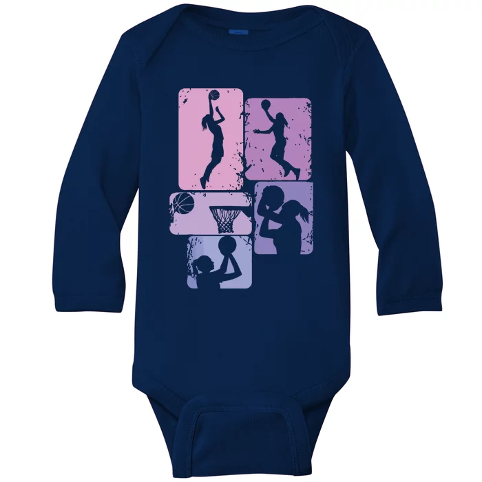 Basketball Women, Female Basketball Player Baby Long Sleeve Bodysuit