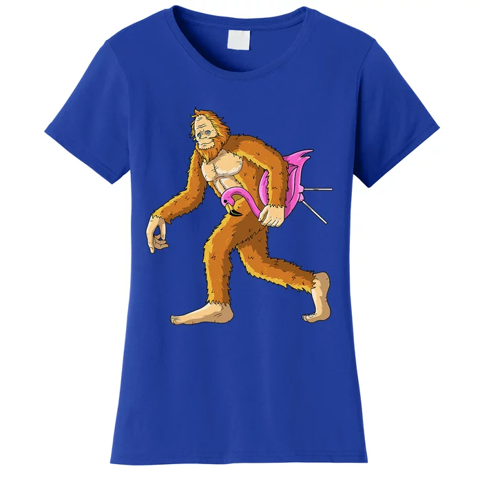 Bigfoot With Flamingo Animal Costume Gift Halloween Women's T-Shirt