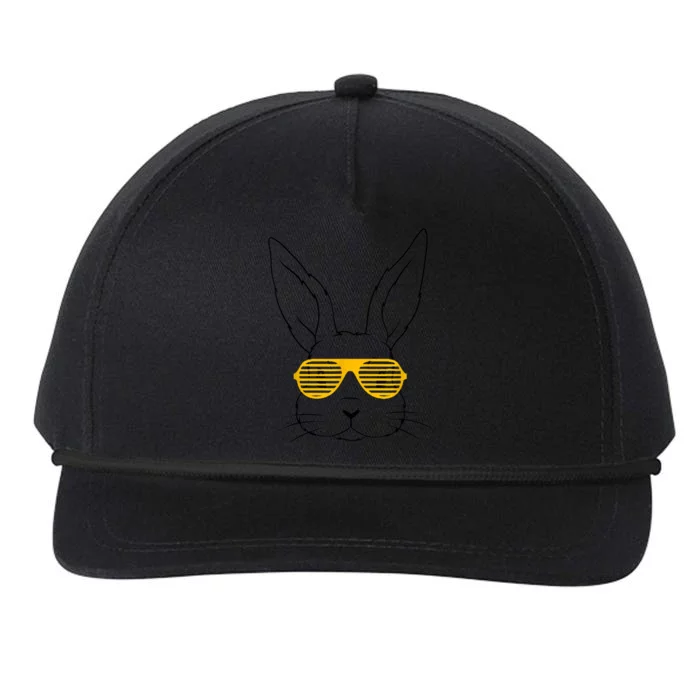 Bunny With Fun Glasses Happy Easter Women Gift Snapback Five-Panel Rope Hat