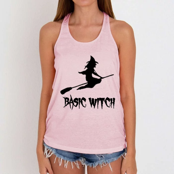 Basic Witch Funny Halloween Quote Gift Women's Knotted Racerback Tank