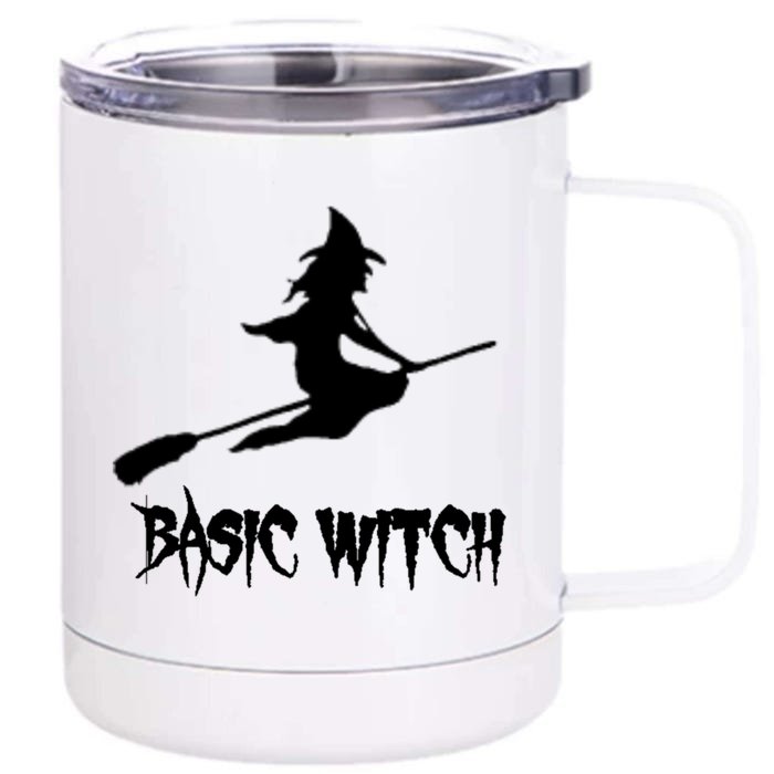 Basic Witch Funny Halloween Quote Gift Front & Back 12oz Stainless Steel Tumbler Cup