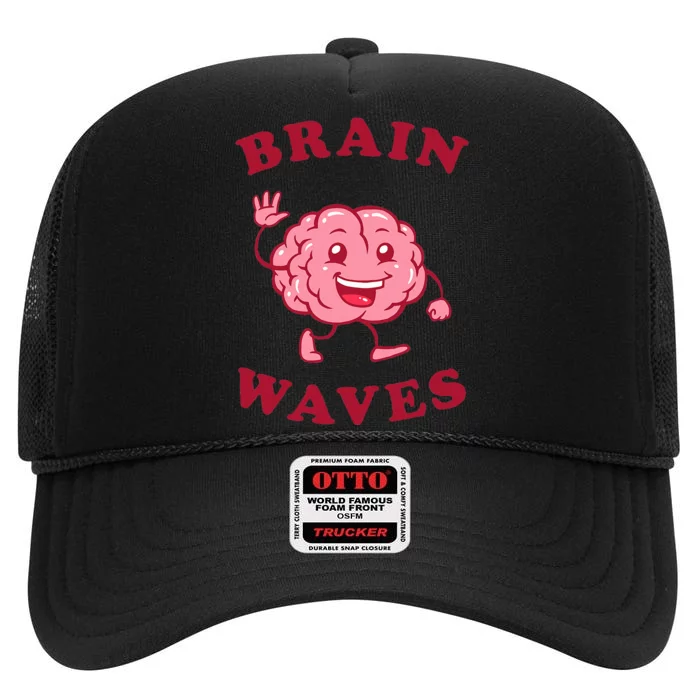 Brain Waves Funny Science Biology High Crown Mesh Trucker Hat