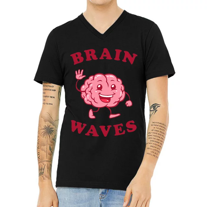 Brain Waves Funny Science Biology V-Neck T-Shirt