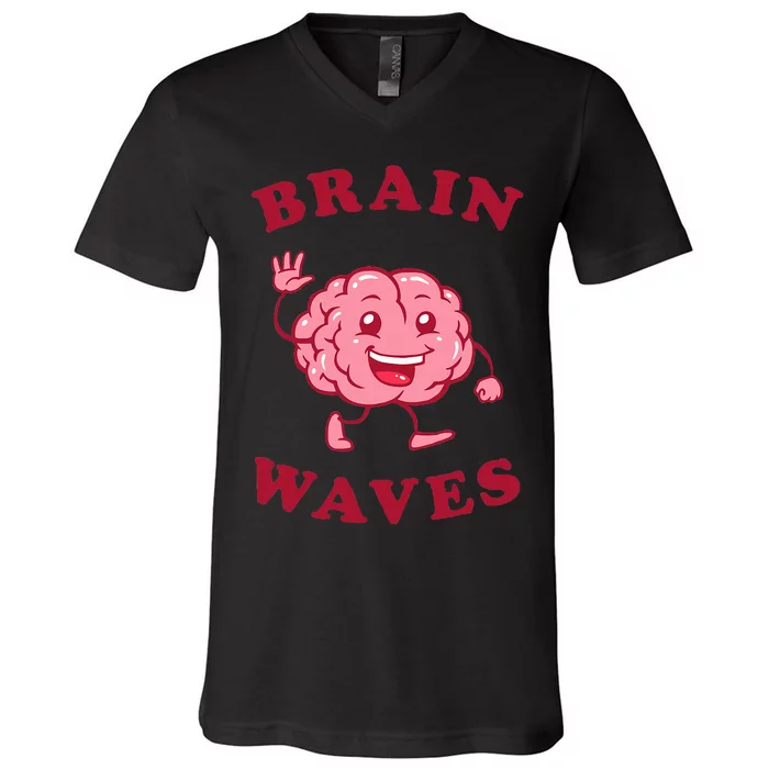 Brain Waves Funny Science Biology V-Neck T-Shirt