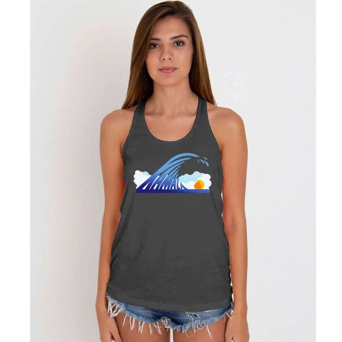 Blue Wave For Kamala Harris Funny Trump 2024 Women's Knotted Racerback Tank