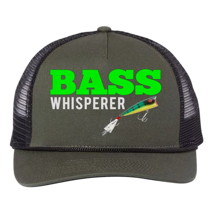 Bass Whisperer Fishing Funny Gift Meaningful Gift With Popper Lures Retro Rope Trucker Hat Cap