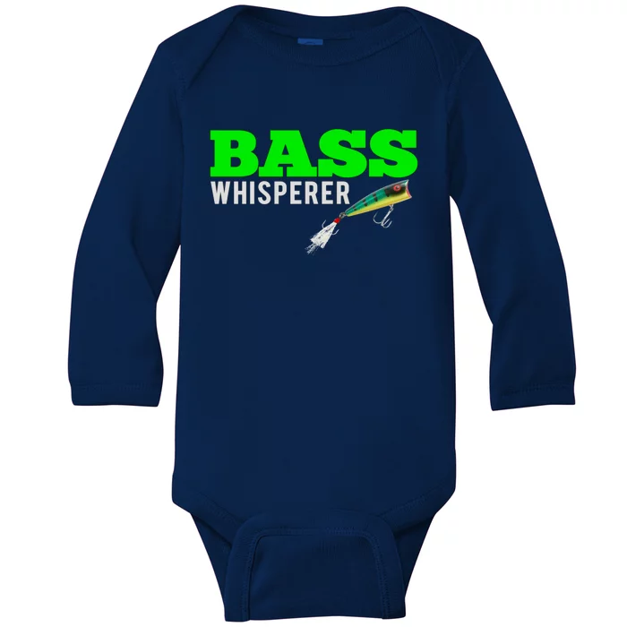 Bass Whisperer Fishing Funny Gift Meaningful Gift With Popper Lures Baby Long Sleeve Bodysuit