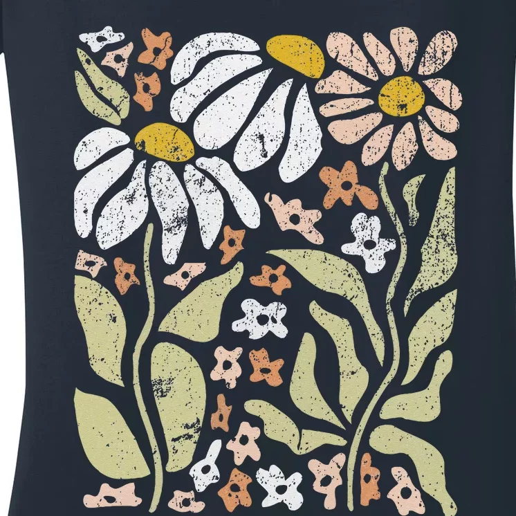 Boho Wildflowers Floral Nature Flower For Wo Nature Lover Women's V-Neck T-Shirt