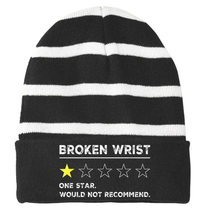 Broken Wrist Funny Get Well Soon Gag Recovery Striped Beanie with Solid Band