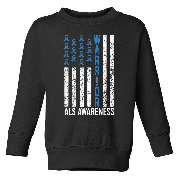 Blue Warrior For  & ALS Awareness Toddler Sweatshirt