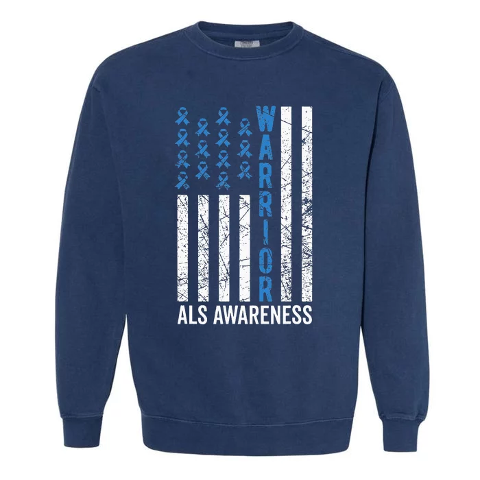 Blue Warrior For  & ALS Awareness Garment-Dyed Sweatshirt