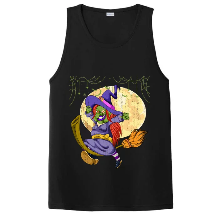 Broomstick Witchcraft Full Moon Halloween Party Spooky Witch Great Gift Performance Tank