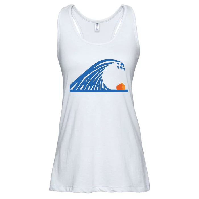 Blue Wave For Kamala Harris Trump Funny Ladies Essential Flowy Tank