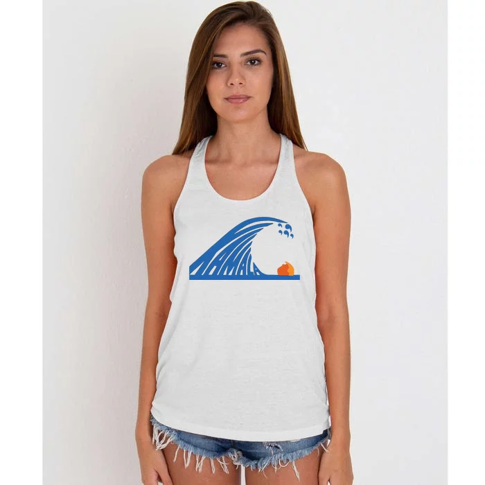 Blue Wave For Kamala Harris Trump Funny Women's Knotted Racerback Tank