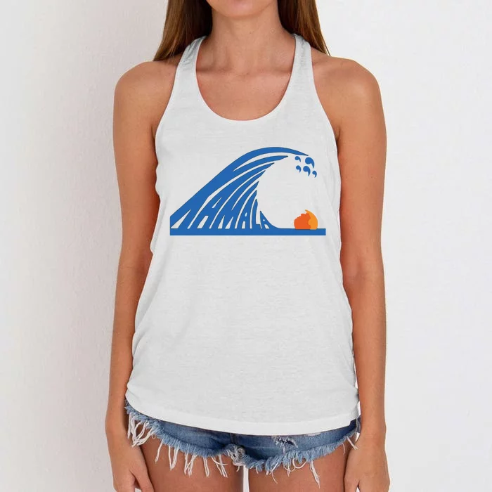 Blue Wave For Kamala Harris Trump Funny Women's Knotted Racerback Tank