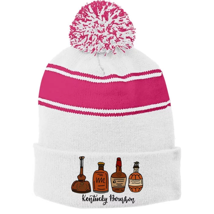 Bourbon Whiskey Favorite Bourbons Distillery Stripe Pom Pom Beanie