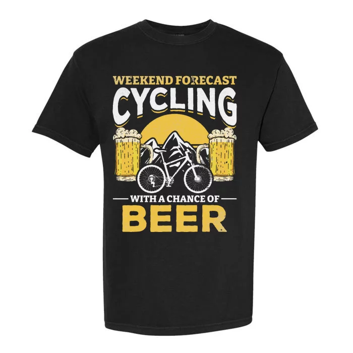 Bicyclist Weekend Forecast Cycling With A Chance Of Beer Garment-Dyed Heavyweight T-Shirt