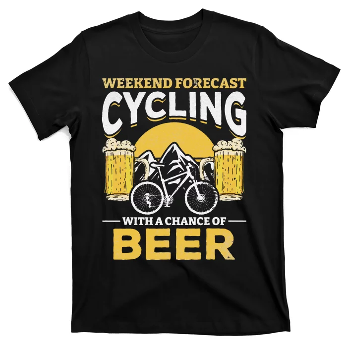 Bicyclist Weekend Forecast Cycling With A Chance Of Beer T-Shirt