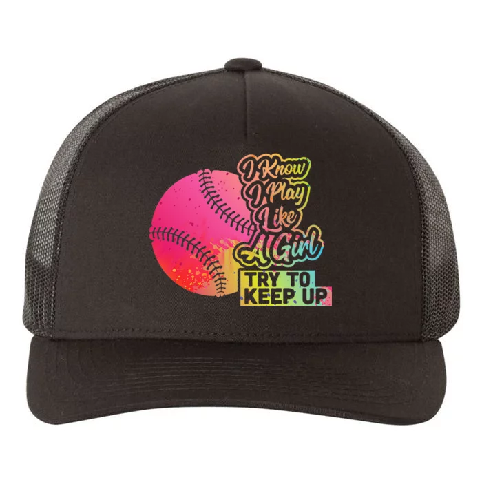 Baseball Wo Funny Gift Team Play Like a Softball Yupoong Adult 5-Panel Trucker Hat