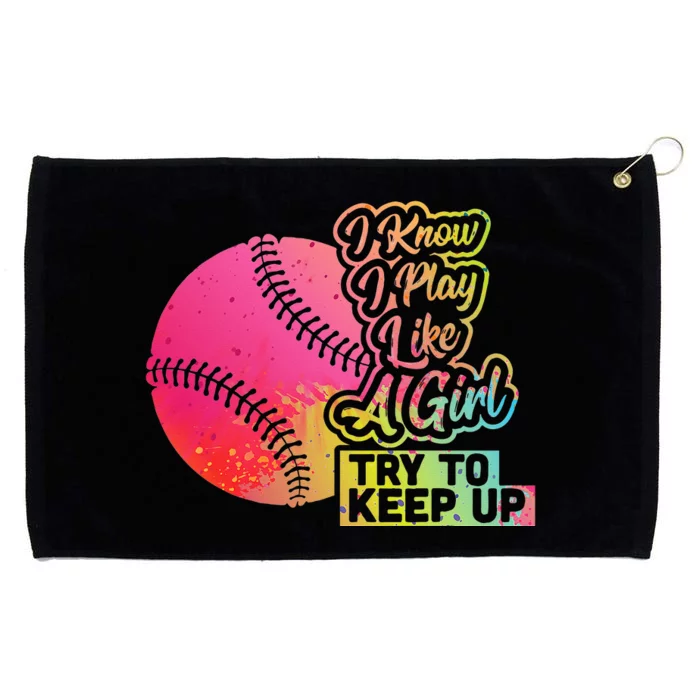 Baseball Wo Funny Gift Team Play Like a Softball Grommeted Golf Towel