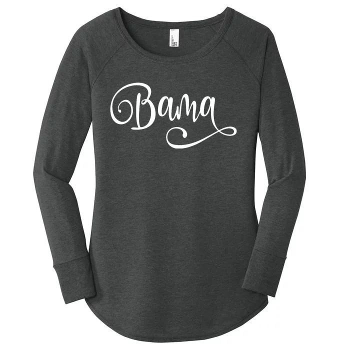 Bama White Fancy Script Alabama Women's Perfect Tri Tunic Long Sleeve Shirt