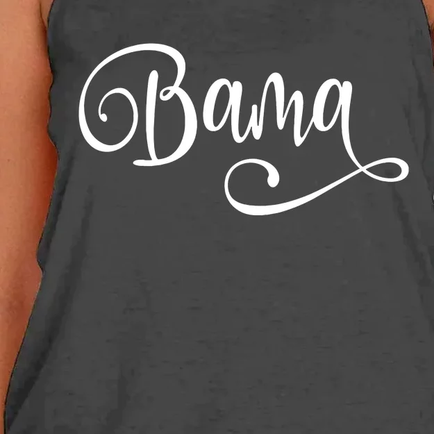 Bama White Fancy Script Alabama Women's Knotted Racerback Tank