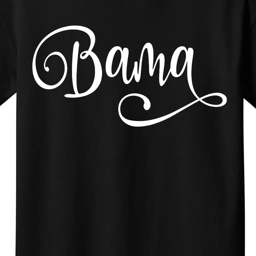 Bama White Fancy Script Alabama Kids T-Shirt