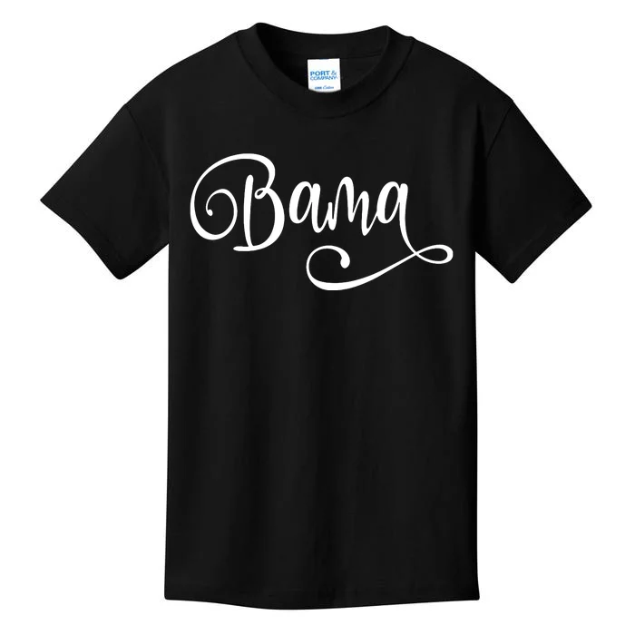 Bama White Fancy Script Alabama Kids T-Shirt