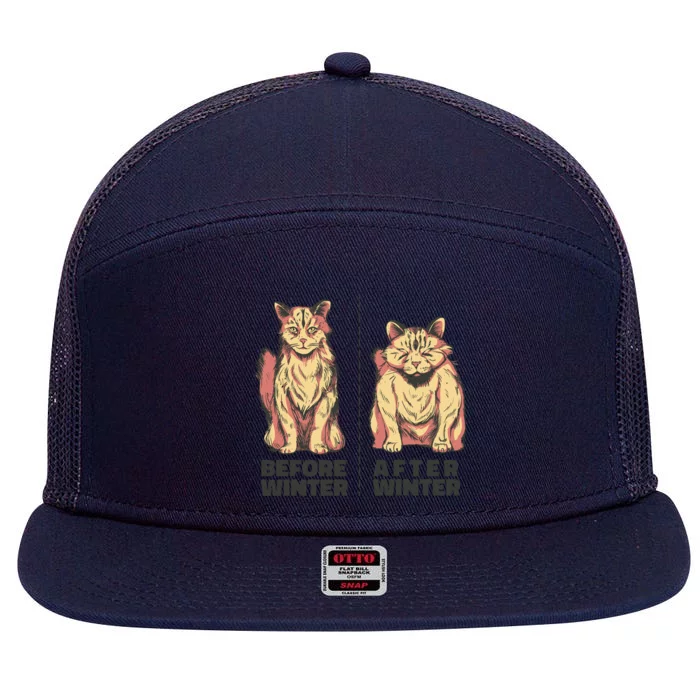 Before Winter Funny Cat 7 Panel Mesh Trucker Snapback Hat