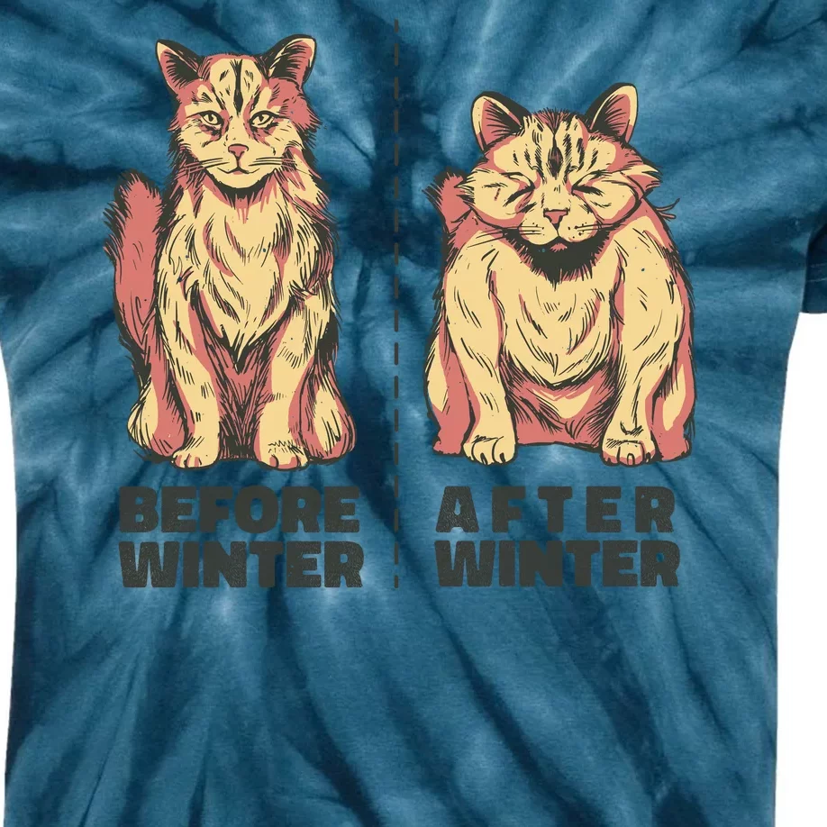 Before Winter Funny Cat Kids Tie-Dye T-Shirt