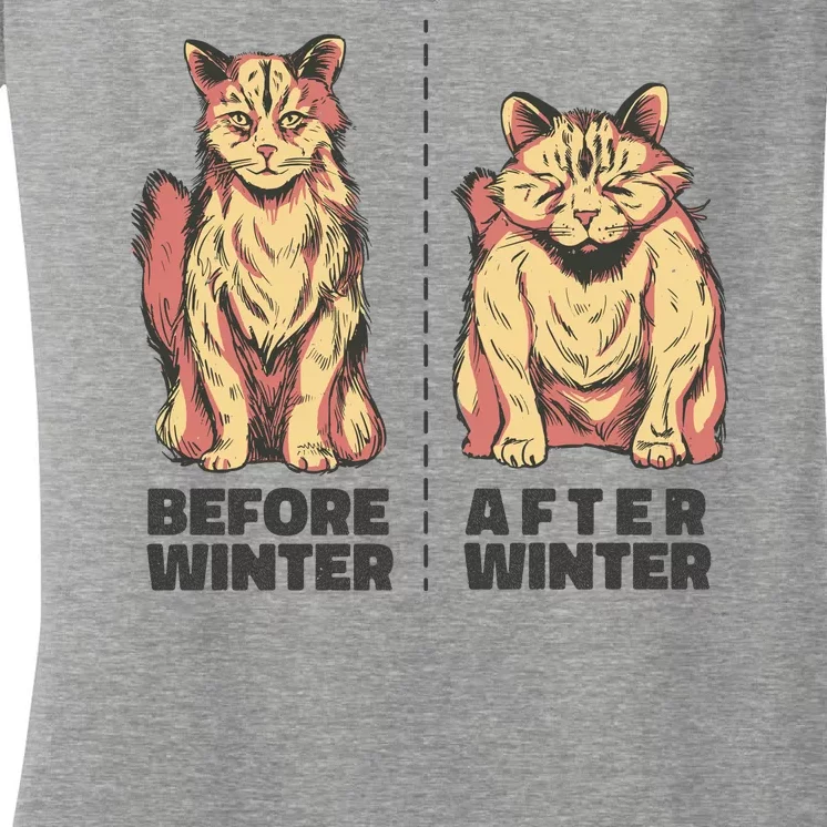 Before Winter Funny Cat Women's V-Neck T-Shirt