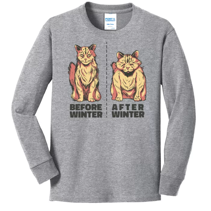 Before Winter Funny Cat Kids Long Sleeve Shirt