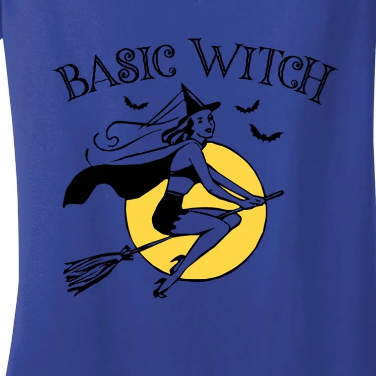 Basic Witch Funny Halloween Pun Mom Joke Retro Witch Graphic Cute Gift Women's V-Neck T-Shirt