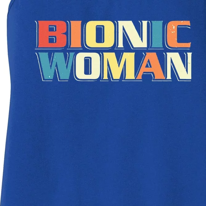 Bionic Woman Get Well Hip Replacement Surgery Recovery Women's Racerback Tank