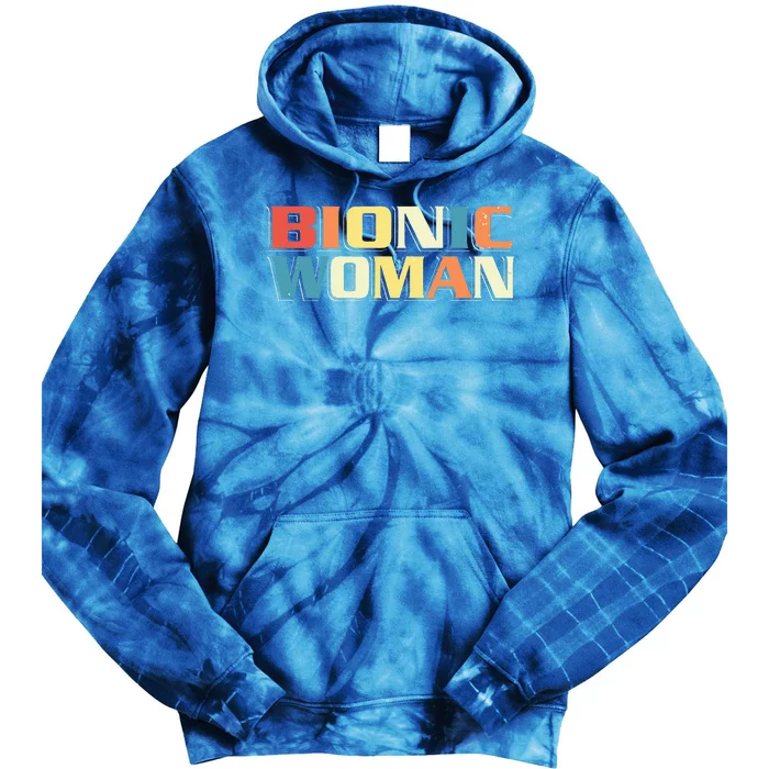 Bionic Woman Get Well Hip Replacement Surgery Recovery Tie Dye Hoodie