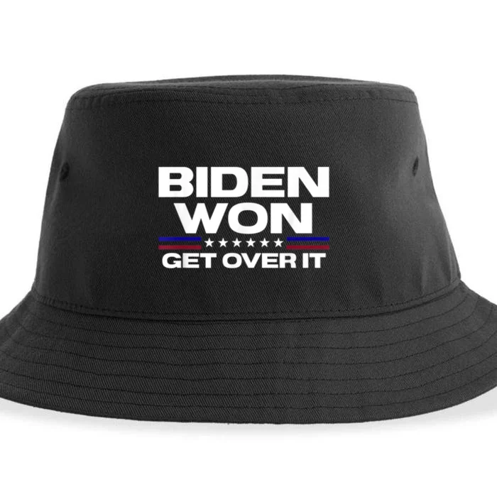 Biden Won Get Over It Patriotic Pro Joe Anti Trump Funny Sustainable Bucket Hat