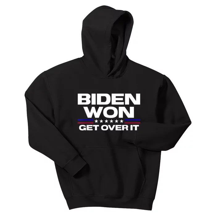 Biden Won Get Over It Patriotic Pro Joe Anti Trump Funny Kids Hoodie