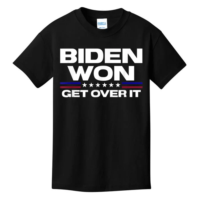 Biden Won Get Over It Patriotic Pro Joe Anti Trump Funny Kids T-Shirt