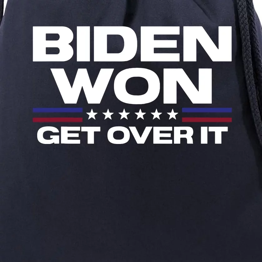 Biden Won Get Over It Patriotic Pro Joe Anti Trump Funny Drawstring Bag